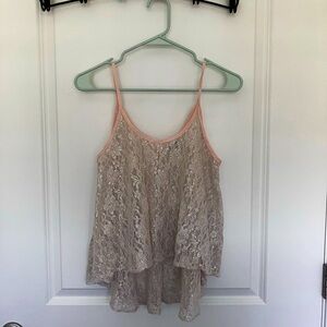 Sequin Lace Tank Top. Pink